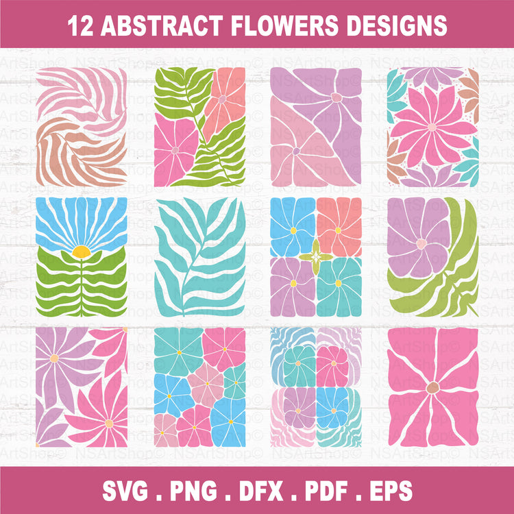 Abstract Flowers SVG Bundle