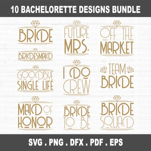 art deco style bachelorette party svg bundle