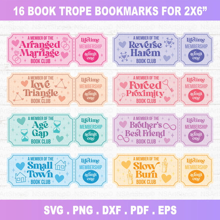 Book Trope Bookmark SVG Bundle