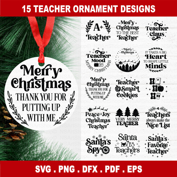 Teacher Christmas Ornament SVG Bundle