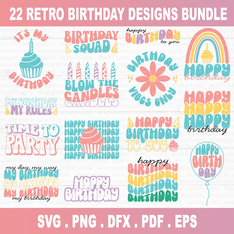 Birthday SVG Bundle Retro