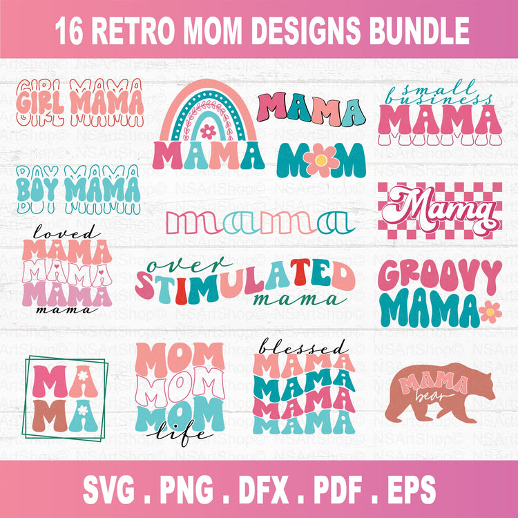 Mothers Day SVG Bundle Retro