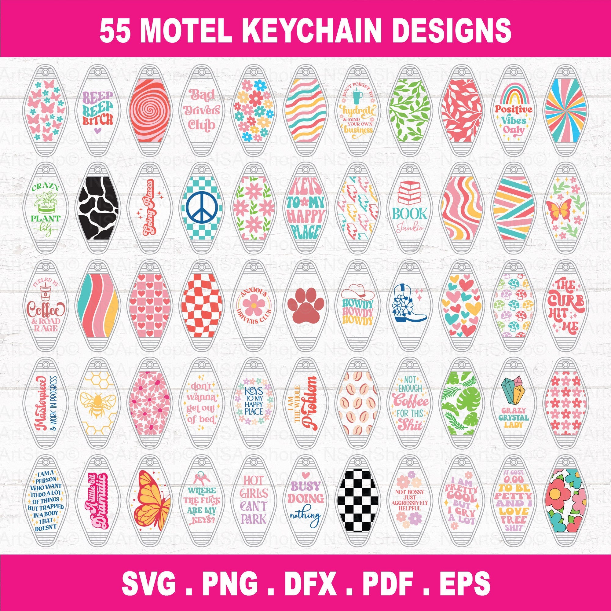 Motel Keychain SVG Bundle Retro