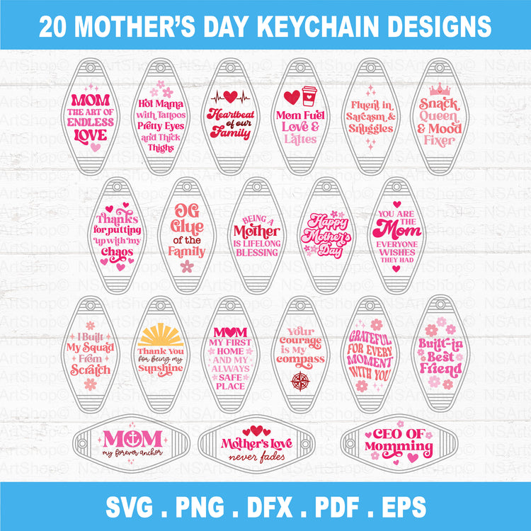 Mothers Day SVG Keychain Designs