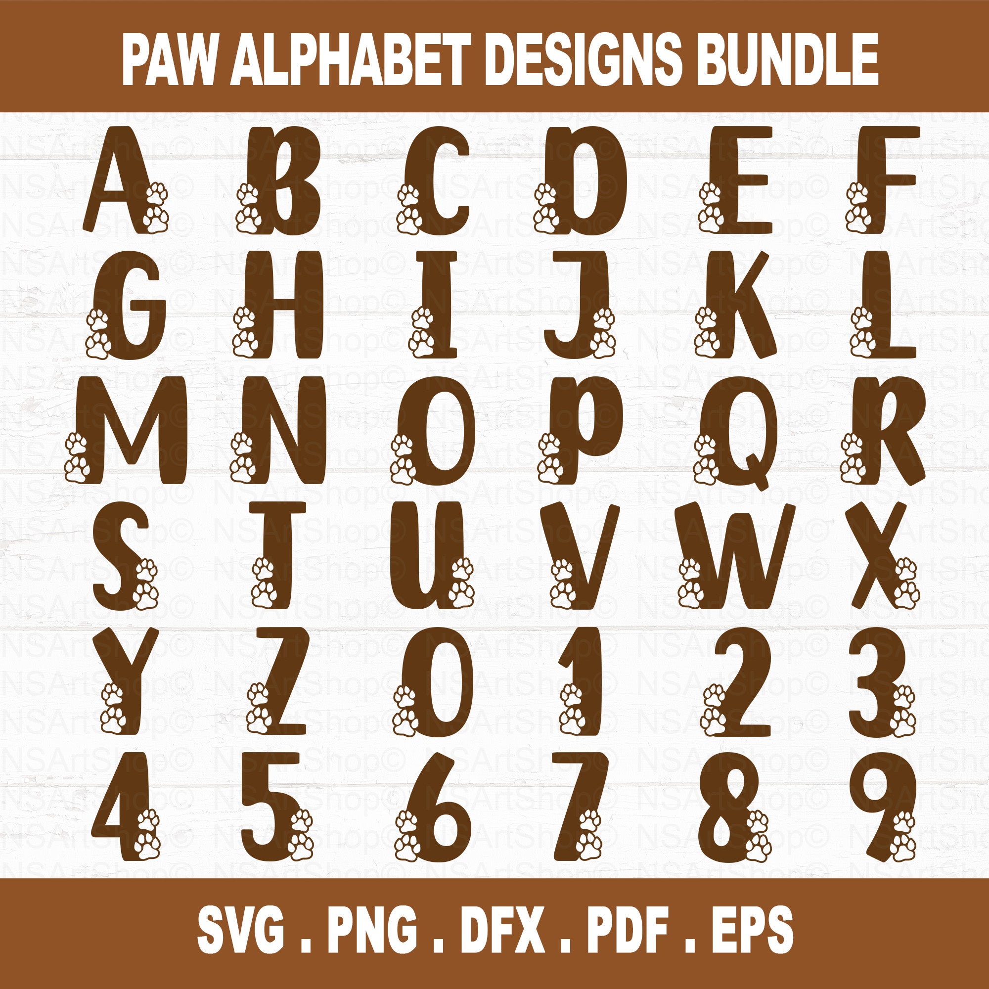 Paw Print Alphabet Letters SVG Bundle