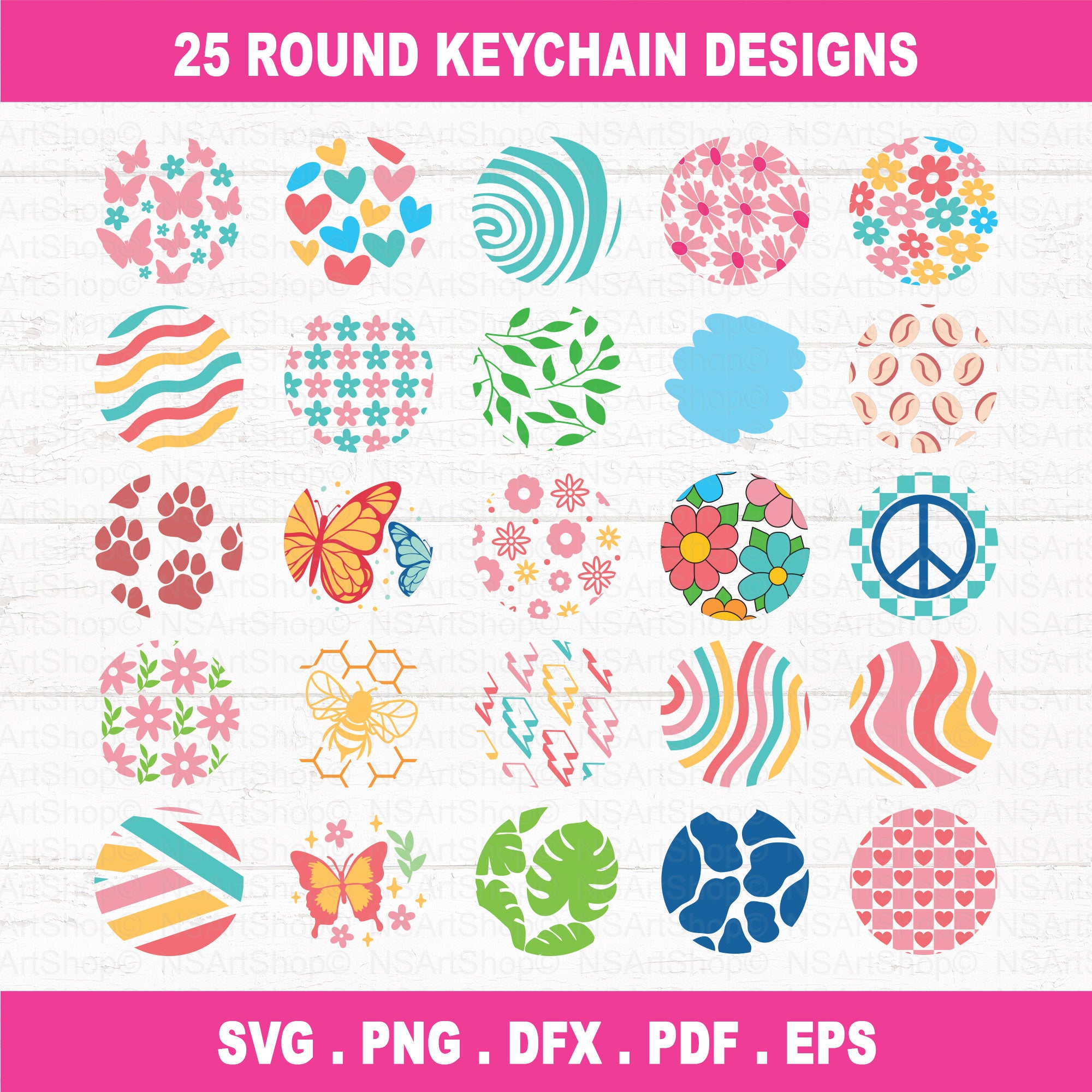 Round Keychain SVG Bundle