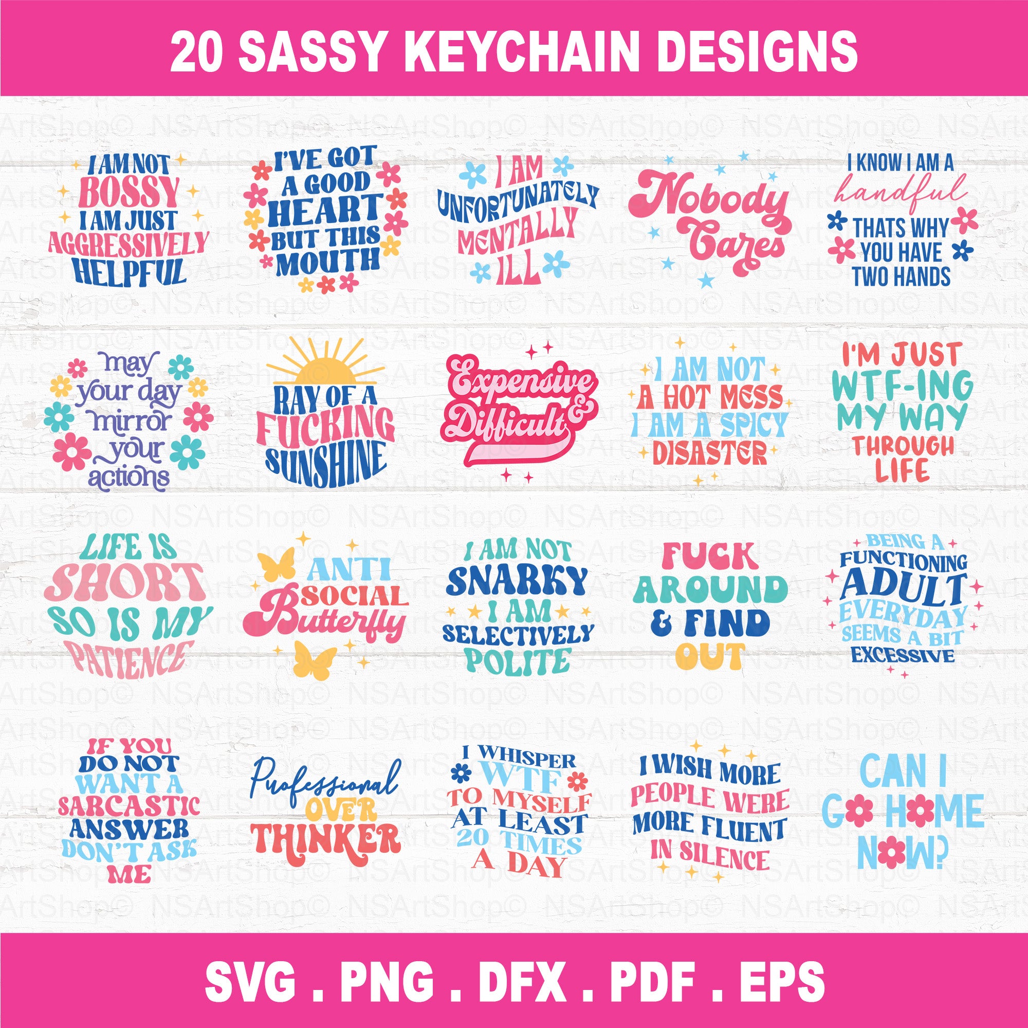 Sassy Keychain SVG Bundle