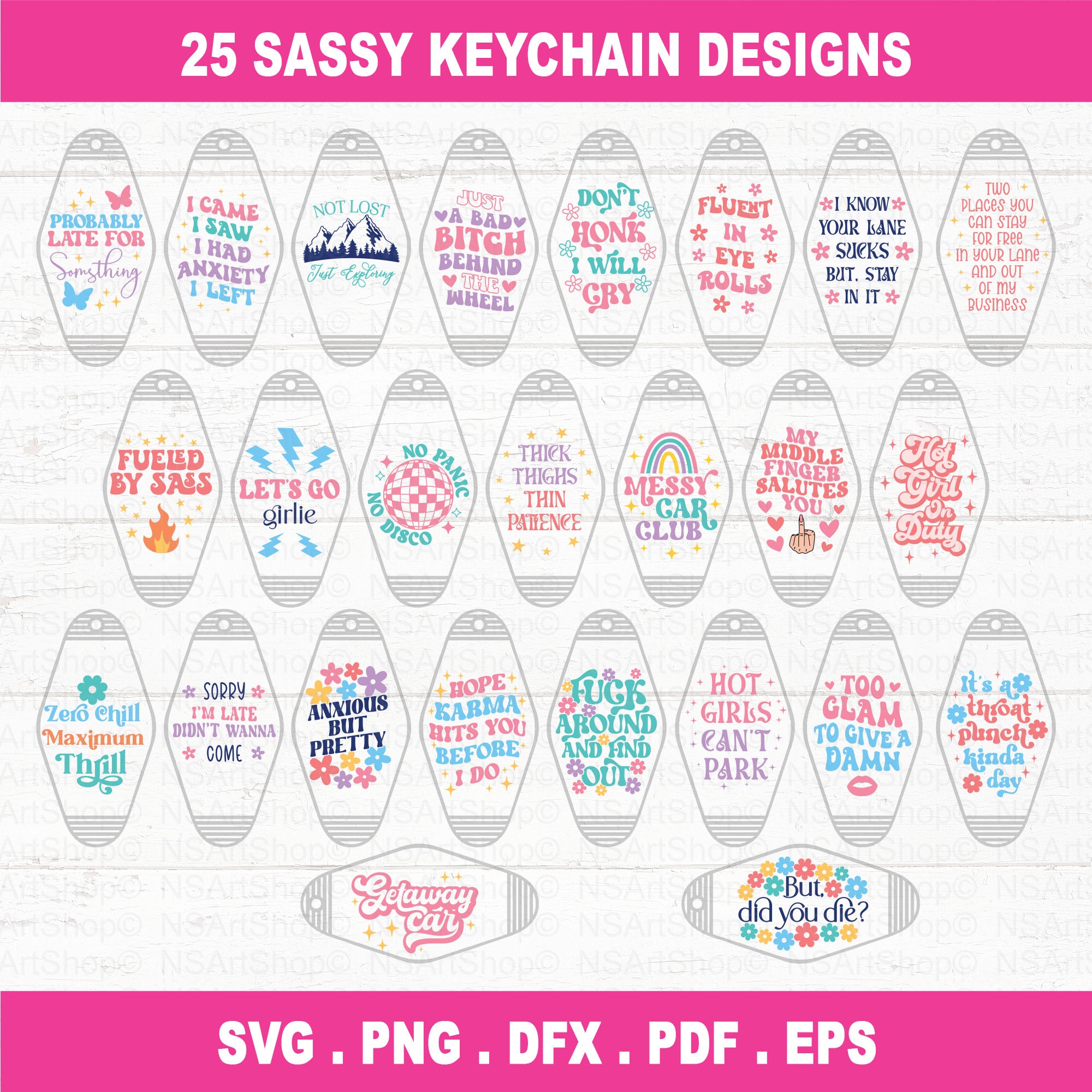 Sassy Motel Keychain SVG Bundle