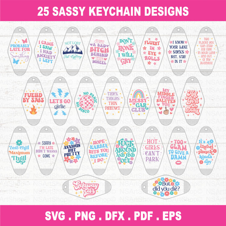 Sassy Motel Keychain SVG Bundle