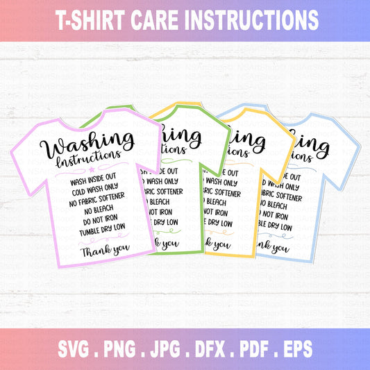 Garment Washing Instruction Cards for t-shirts