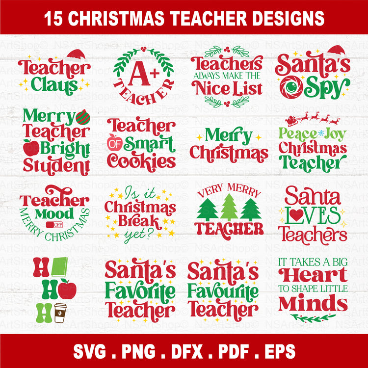 Teacher Christmas SVG Bundle