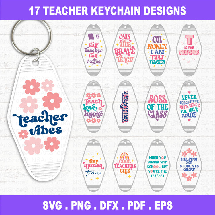 Teacher Motel Keychain SVG Bundle