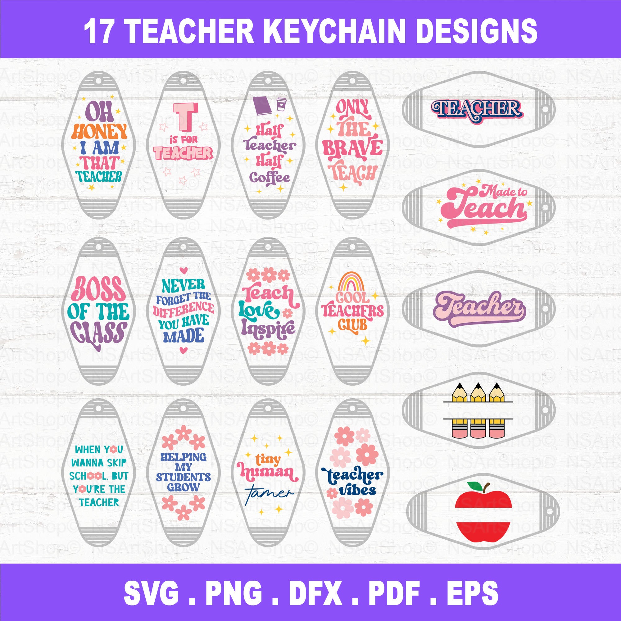 Teacher Motel Keychain SVG Bundle