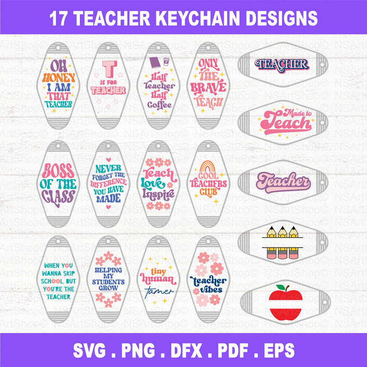 Teacher Motel Keychain SVG Bundle