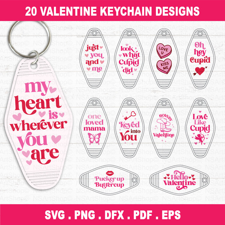 Valentine Motel Keychain SVG Bundle