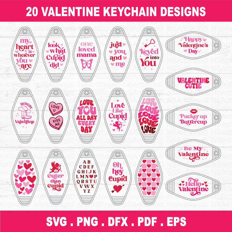 Valentine Motel Keychain SVG Bundle