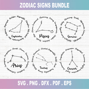 Zodiac Constellation Signs SVG Bundle