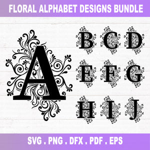 Alphabet SVG Bundle Floral