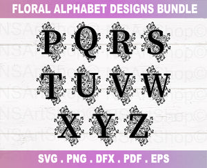 Alphabet SVG Bundle Floral