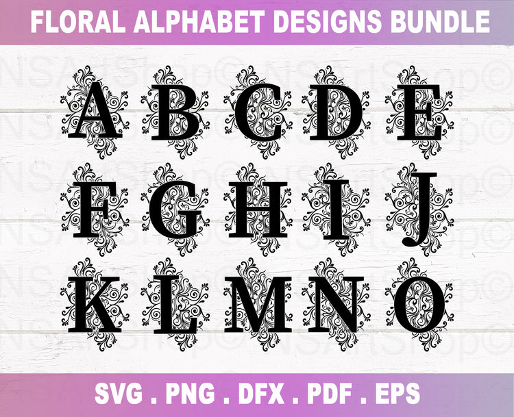 Alphabet SVG Bundle Floral