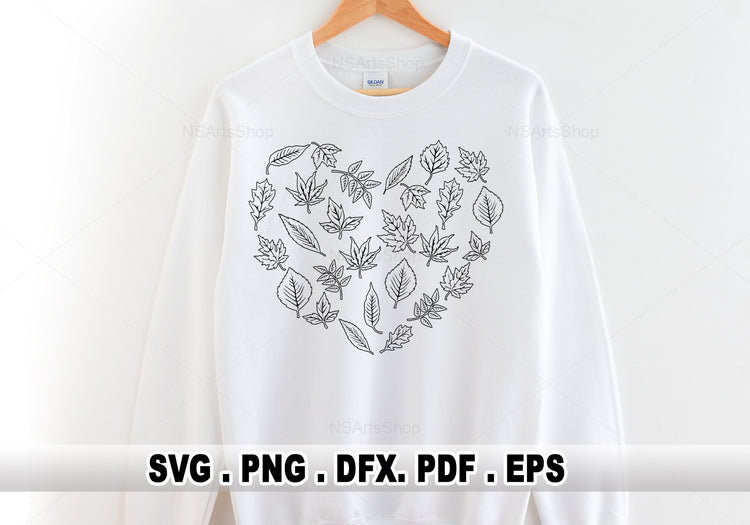 Autumn Leaves SVG Heart Shape