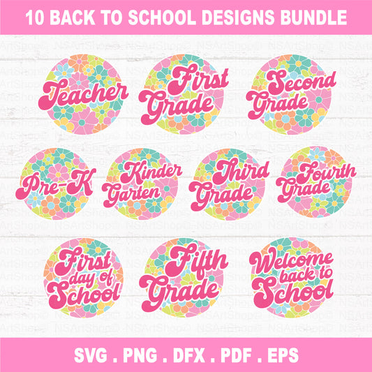 Floral School Grade SVG Bundle