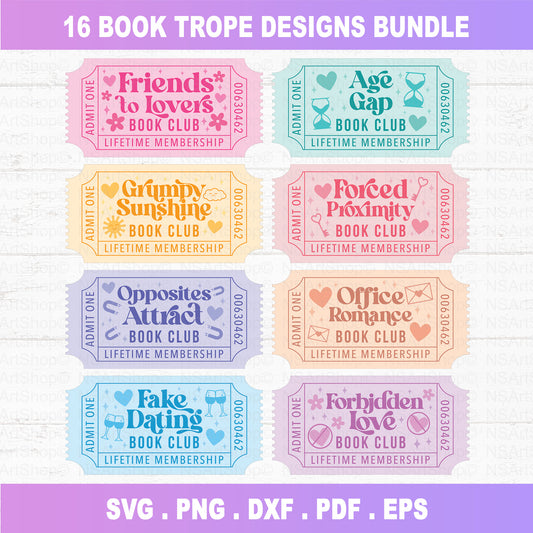 Book Trope Ticket SVG Bundle