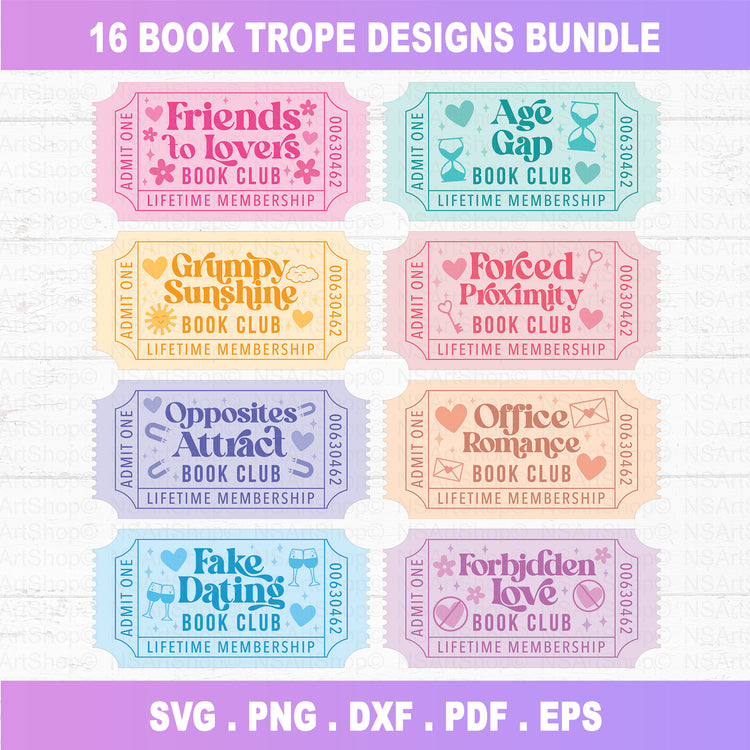 Book Trope Ticket SVG Bundle