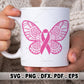 pink butterfly with ribbon for breast cancer svg