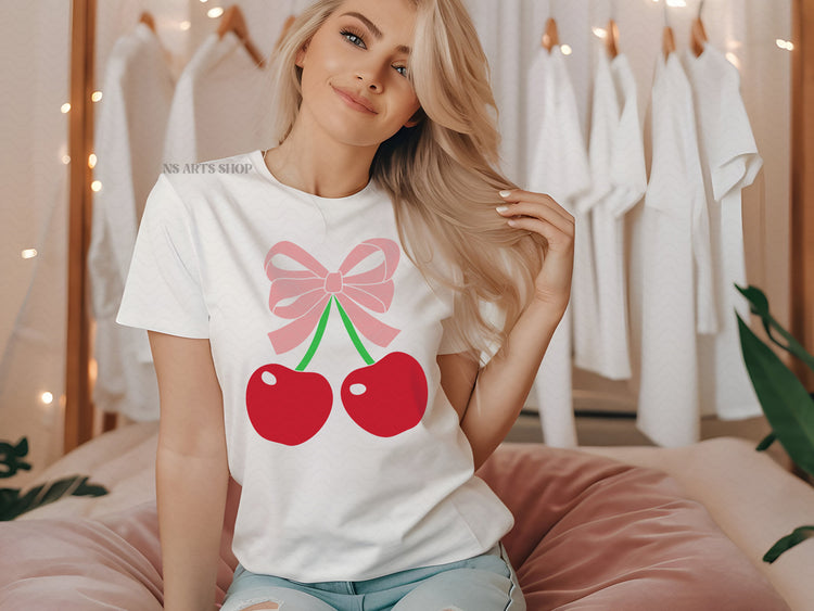 Cherries With Bow SVG