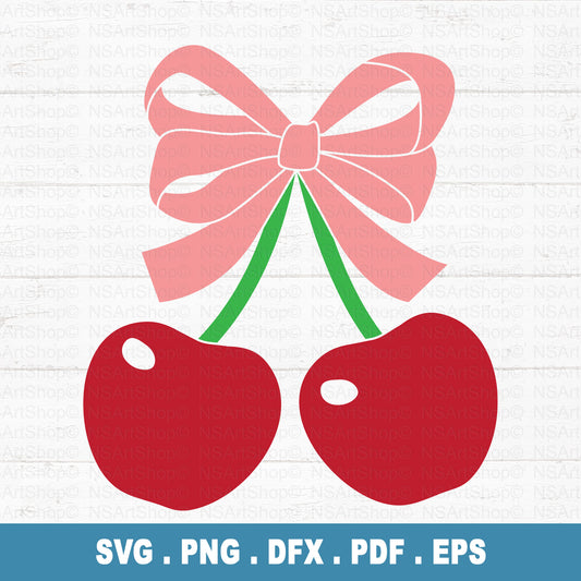 Cherries With Bow SVG