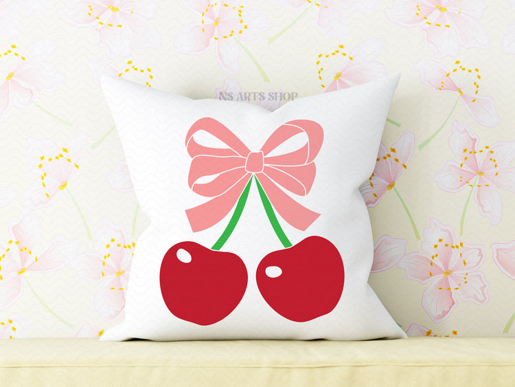 Cherries With Bow SVG