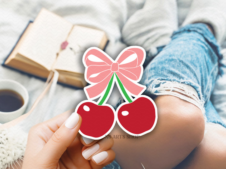 Cherries With Bow SVG