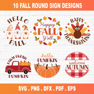 Thanksgiving Round Sign SVG Bundle