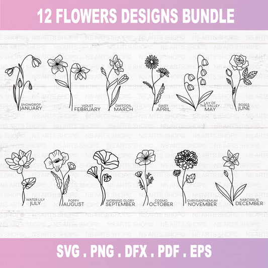 Birth Month Flowers SVG Bundle