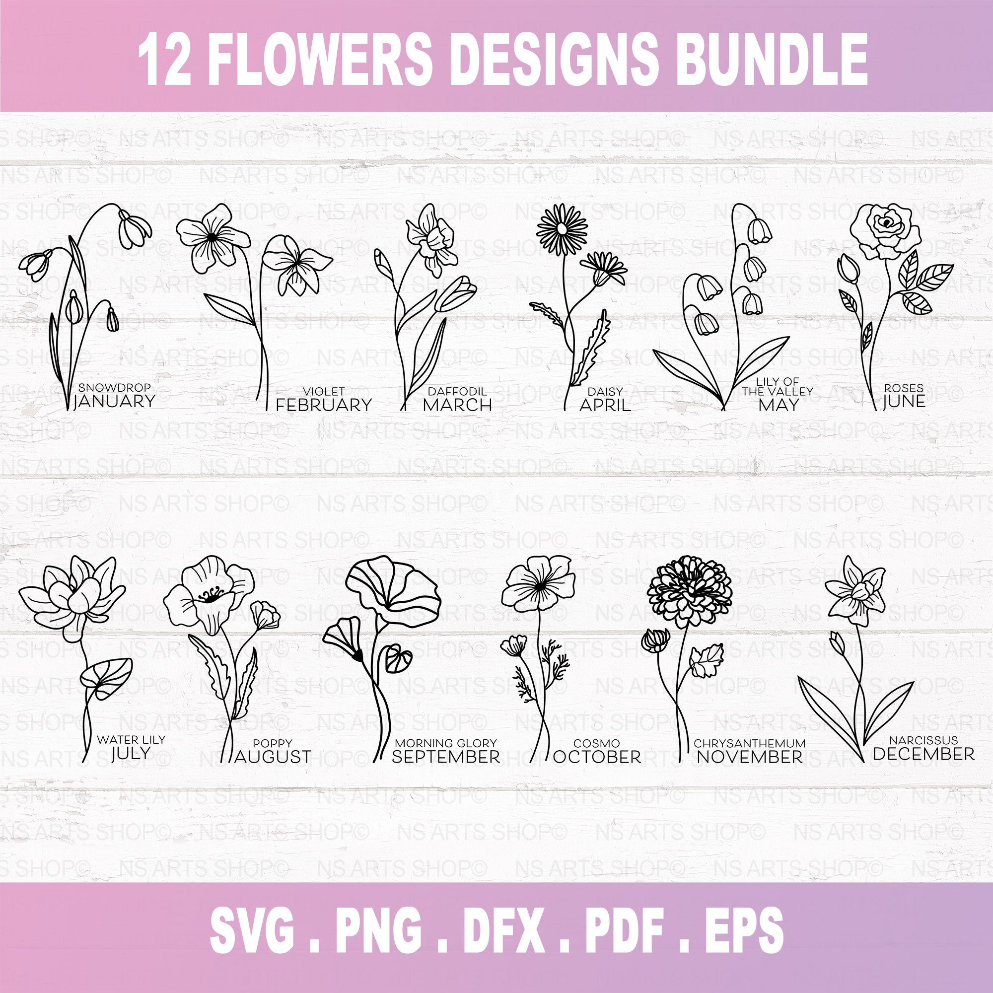 Birth Month Flowers SVG Bundle