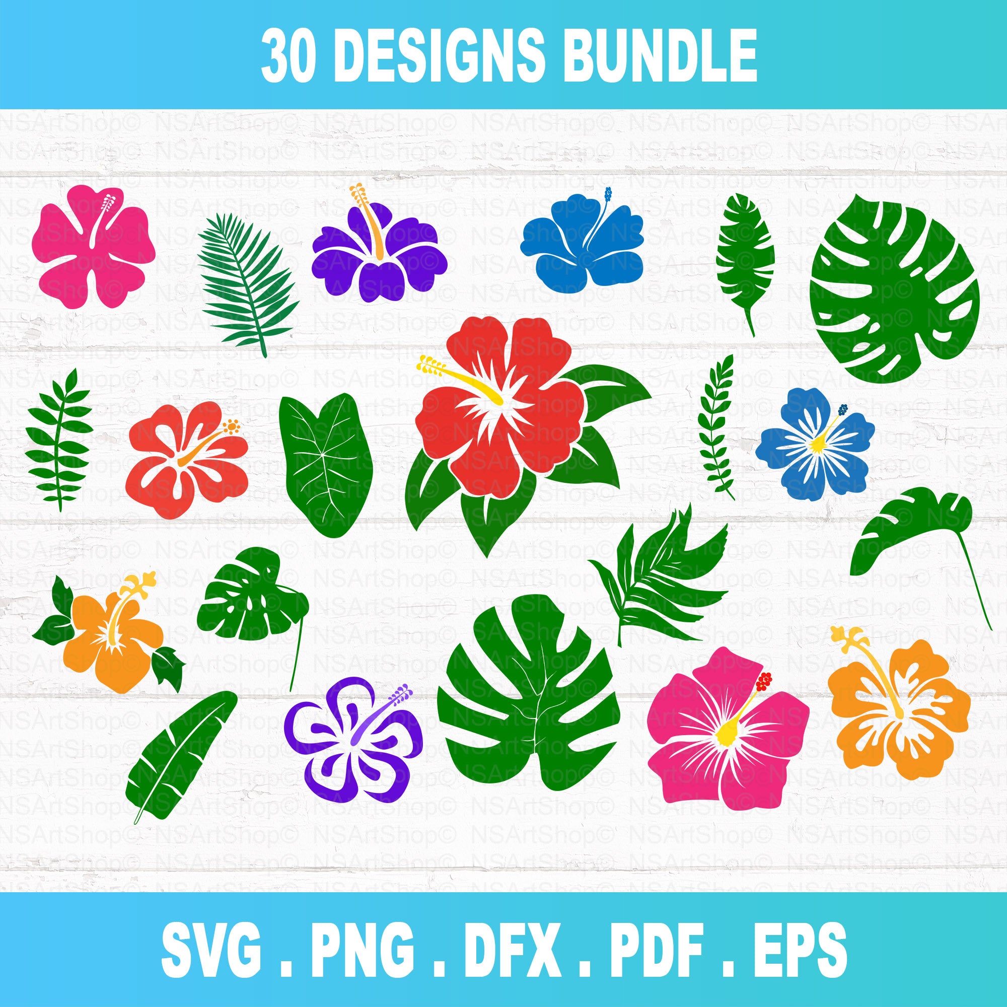 Tropical Flower And Leaves SVG Bundle