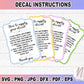 Decal Care Card Instructions Printable SVG