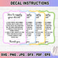 Decal Care Card Instructions Printable SVG