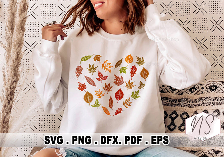 Fall Leaves SVG Heart