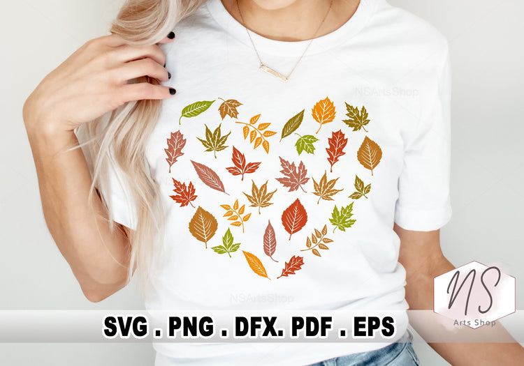 Fall Leaves SVG Heart