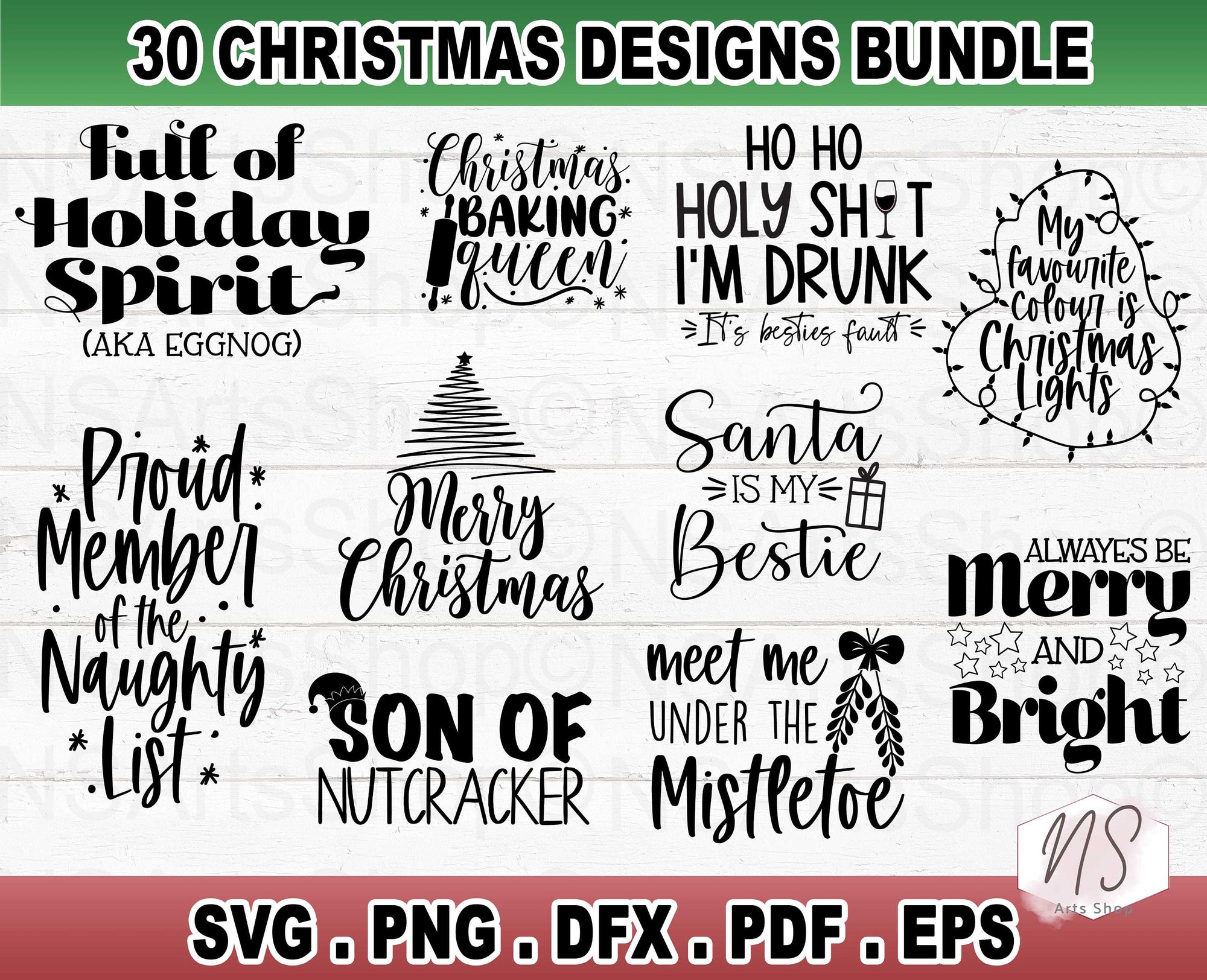 Christmas svg bundle fill of fun quotes