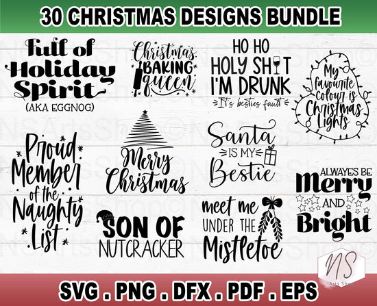 Christmas svg bundle fill of fun quotes