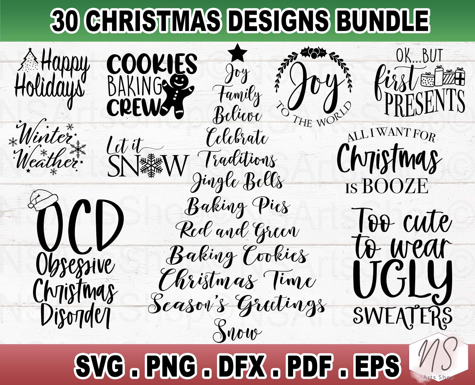 Christmas svg bundle fill of fun quotes for the holiday season