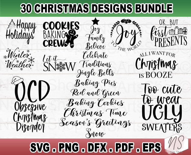 Christmas svg bundle fill of fun quotes