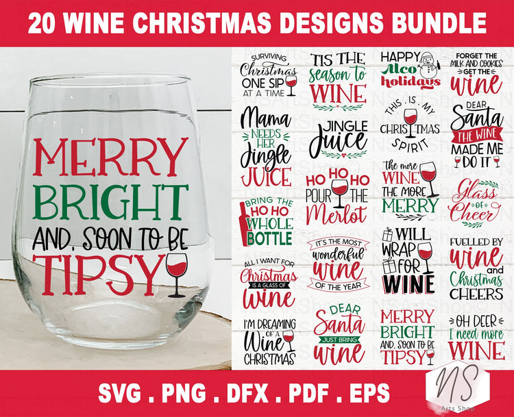 This Christmas wine quotes SVG file is great for wine lovers. It's full of funny sayings and can be used to make cards, gift tags, or decorations for your tree.