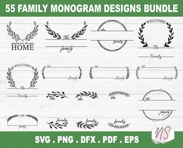 Family Name monogram SVG Bundle