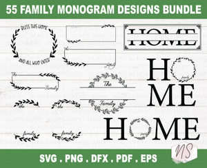 Family Name monogram SVG Bundle