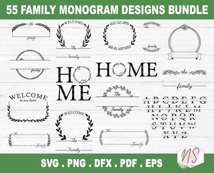 Family Name monogram SVG Bundle