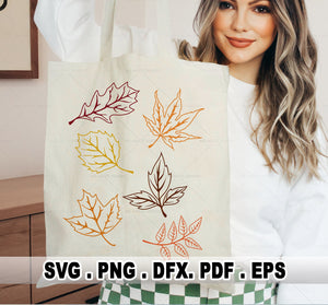 Autumn and Fall leaves SVG bundle. outline autumn leaves cut files